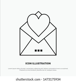 Letter, Mail, Card, Love Letter, Love Line Icon Vector