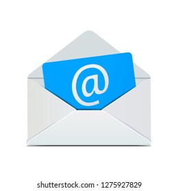 Letter with at mail icon - vector