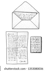 Letter mail illustration, drawing, engraving, ink, line art, vector