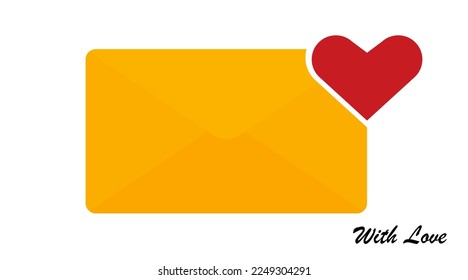 Letter mail notification with heart . Closed envelope and red heart. vector illustration. Email with notification. Happy Valentines Day .10 eps