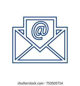 Letter with at mail, one line - vector