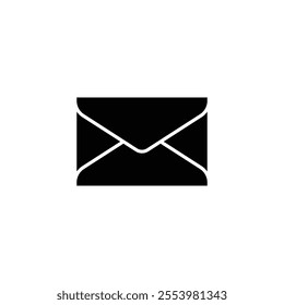 a letter mail in a sealed envelope icon flat black and white illustration