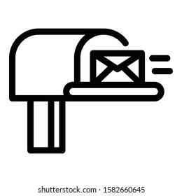 Letter in mailbox icon. Outline letter in mailbox vector icon for web design isolated on white background