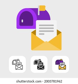 letter and mailbox icons are designed in flat styles including line and solid styles and color filled line styles