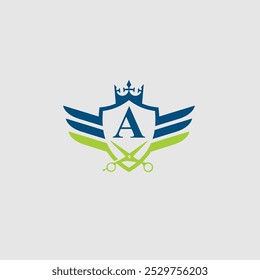 Letter A with Male And Female Hair Cut Salon Logo