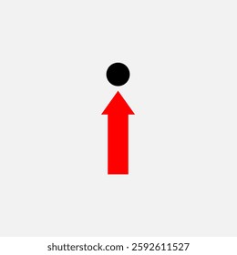 I letter , man with red arrow