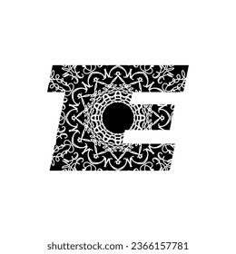 Letter with Mandala flower. decorative ornament in ethnic oriental style. coloring book page.
