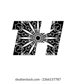 Letter with Mandala flower. decorative ornament in ethnic oriental style. coloring book page.