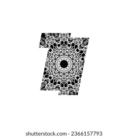 Letter with Mandala flower. decorative ornament in ethnic oriental style. coloring book page.
