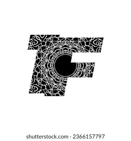 Letter with Mandala flower. decorative ornament in ethnic oriental style. coloring book page.