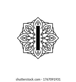 Letter I Mandala vector design template illustration