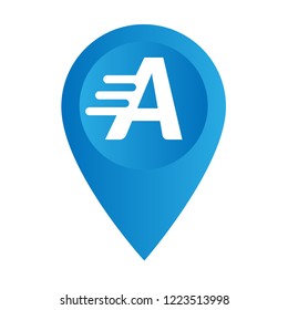 letter A and map pin. logo concept. Designed for your web site design, logo, app, UI