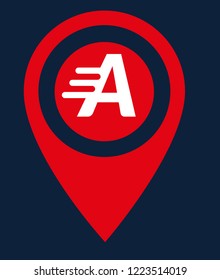 letter A and map pin. logo concept. Designed for your web site design, logo, app, UI
