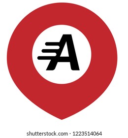 letter A and map pin. logo concept. Designed for your web site design, logo, app, UI