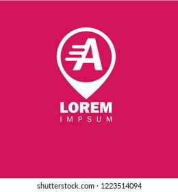 letter A and map pin. logo concept. Designed for your web site design, logo, app, UI