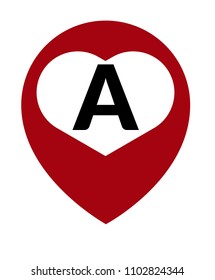 letter A and map pointer
