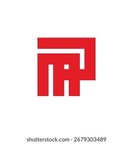 letter map simple red geometric lines logo vector 