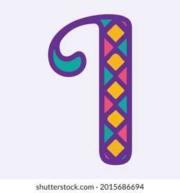 letter i mardi gras vector