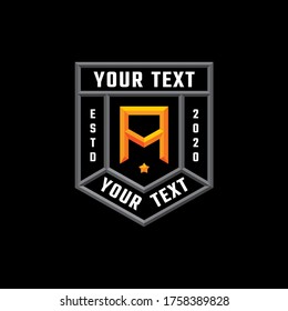 Letter A mark. 3D effect with pentagon shape of frame. Badge brand fix for gaming, clothing company identity.