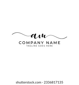 AM or am letter mark abstract calligraphy vector logo design