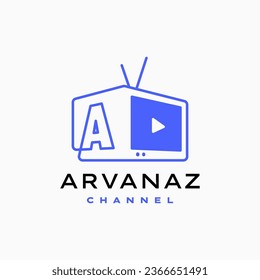 A letter mark channel television tv logo vector icon illustration