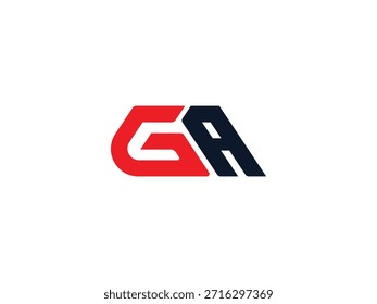 Letter Mark Creative GA Logo in Schwarz und Rot. AG-Logo, GA-Buchstabe