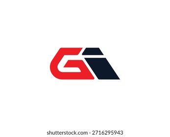 Logotipo de Creative GI de la marca de la letra en color negro y rojo. Logotipo de IG, letra GI