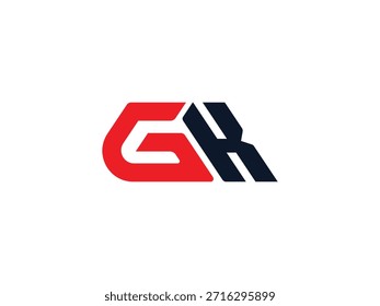 Letra Mark Creative Logotipo GK nas cores Preto e Vermelho. Logotipo da KG, letra GK