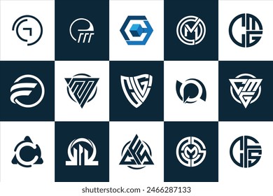 Letter mark Geometric Modern minimal initial Logo Design set collection template for business company 