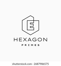 letter A mark hexagon hexagonal outline line logo vector icon illustration

