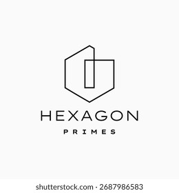 letra A marca hexágono linha de contorno logotipo ícone do vetor ilustração

