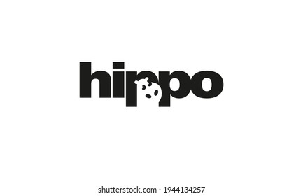 letter mark hippo negative space logo vector icon illustration