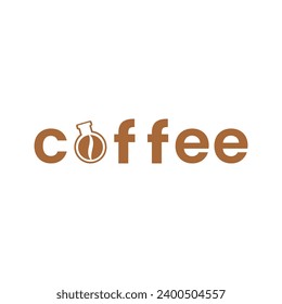 Letter mark logo coffee plus Erlenmeyer object laboratory simple science logo, Consider incorporating a stylized, clean and minimalist design, isolated by white color
