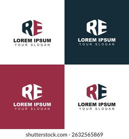 RE Letter mark Logo Variations for Branding