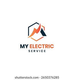 letra M perno de iluminación eléctrica monograma concepto de diseño de logotipo hexágono letra M
