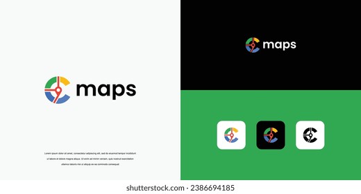 letter mark maps logo, c logo