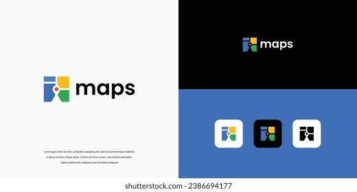 letter mark maps logo, M logo