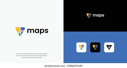 letter mark maps logo, v logo