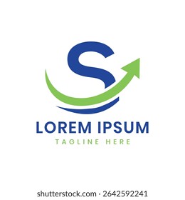 Letter mark S arrow business solution logo design modern minimal concept