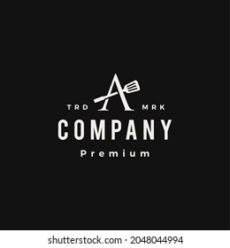 a letter mark spatula kitchen chef cook hipster vintage logo vector icon illustration