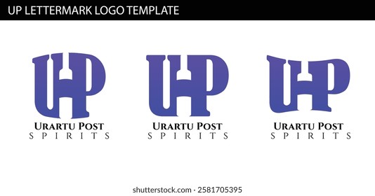 UP letter mark template with wine bottle shape