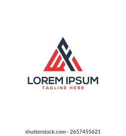 Buchstabenzeichen WF Logo Design Dreieck Form abstraktes Zeichen modernes minimales Design