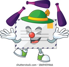 Letter mascot cartoon design playing Juggling on circus. Vector illustration