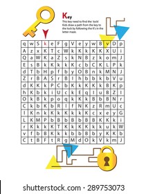 Letter Maze K. This worksheet helps kids recognize and name capital and lowercase letters. Kids also exercise thinking skills and fine motor skills as they navigate the maze.