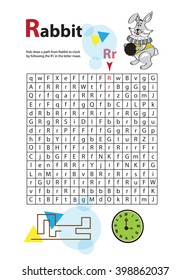 Letter Maze R. This worksheet helps kids recognize and name capital and lowercase letters. Kids also exercise thinking skills and fine motor skills as they navigate the maze. 