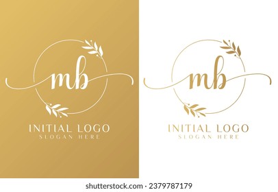 Letter MB Beauty Logo with Flourish Ornament