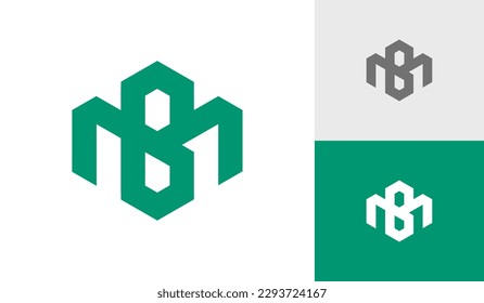 Letra MB o BM diseño de logotipo de hexágono inicial vector