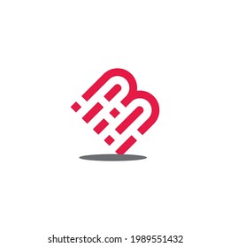 letter mb fast motion design geometric line logo vector