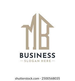 Letter MB House Logo for Real Estate Business Branding MB Property Management. Modern Initials AA Logo Design