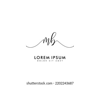 Letter MB Initial handwriting logo with signature and hand drawn style.